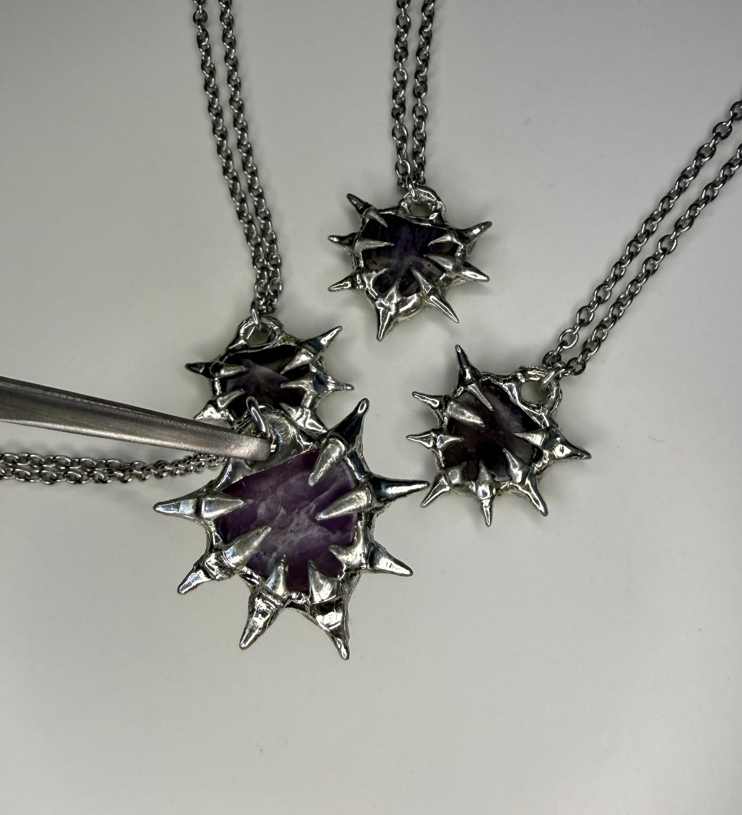 Chevron Amethyst Hearts