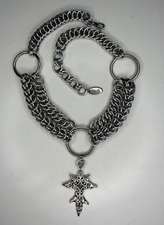 Chainmaille cross necklace