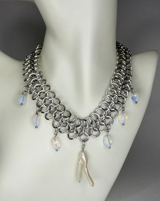 Chainmail Wishbone Necklace