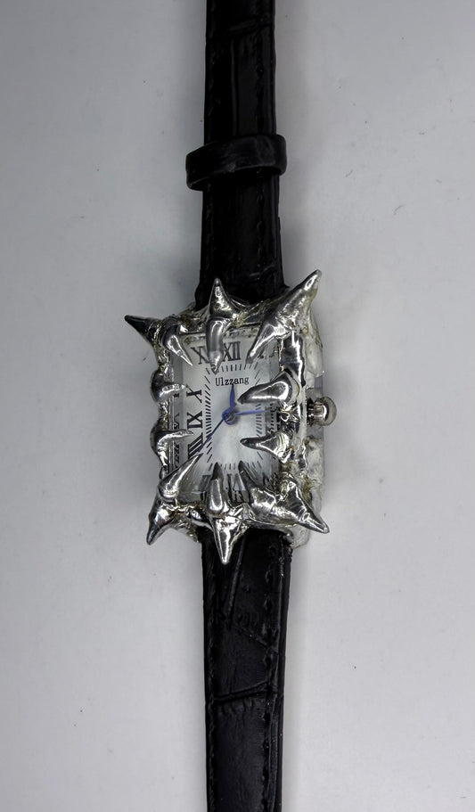 Black faux lather watch