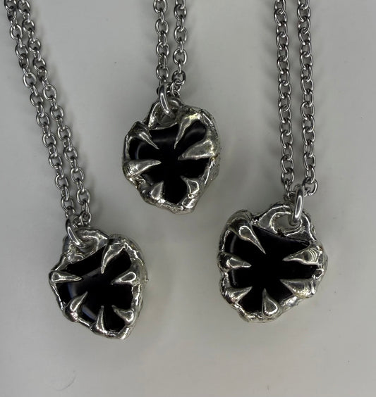 Double sided Obsidian heart necklaces