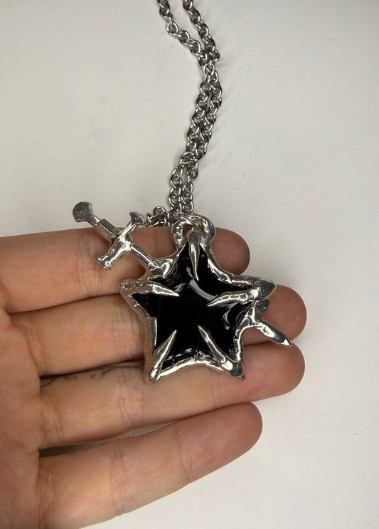 Obsidian Star Sword Necklace