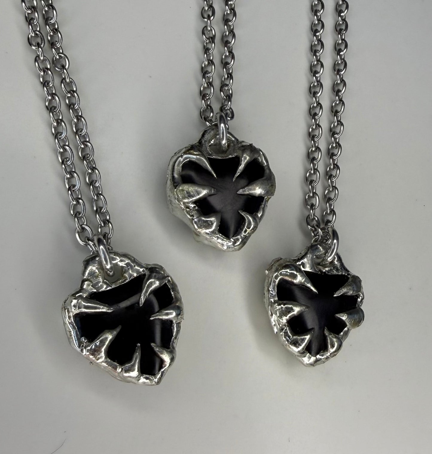 Double sided Obsidian heart necklaces