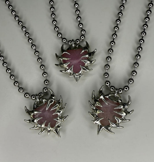 Rose Quarts Spiked Hearts