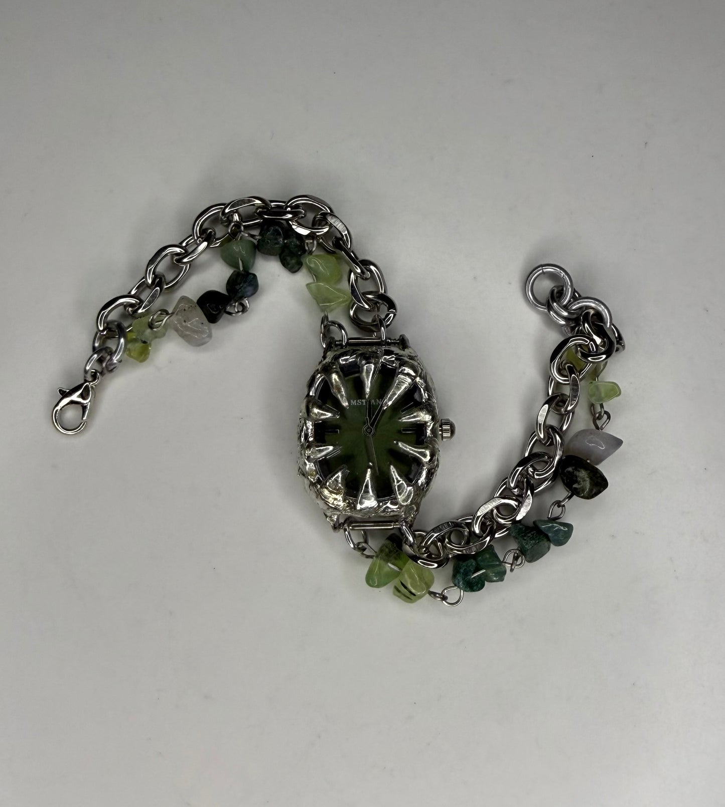 Green crystal banded watch