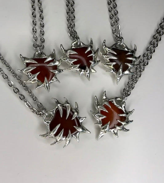 Spiked Carnelian Hearts