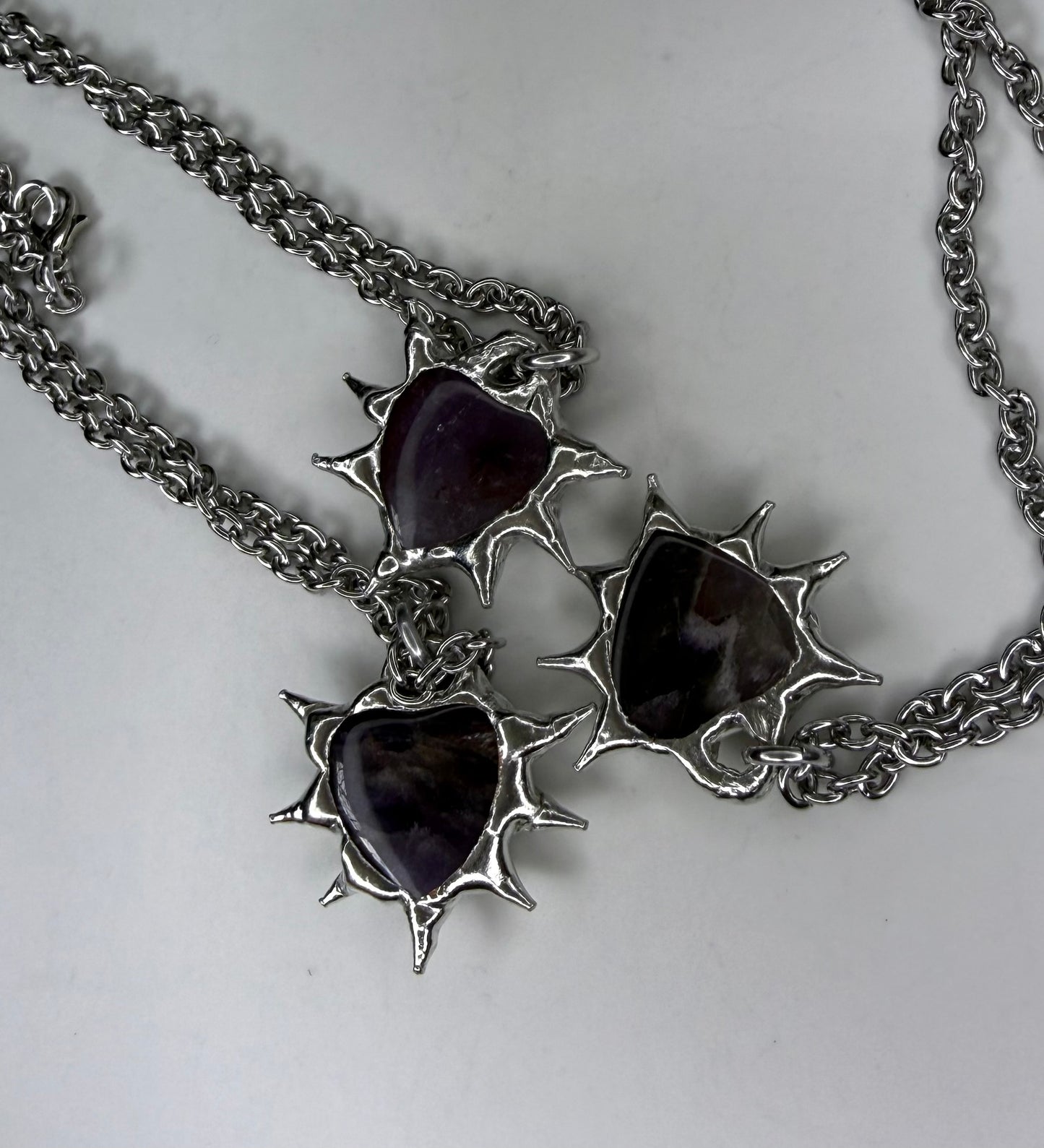 Amethyst Spiked Hearts