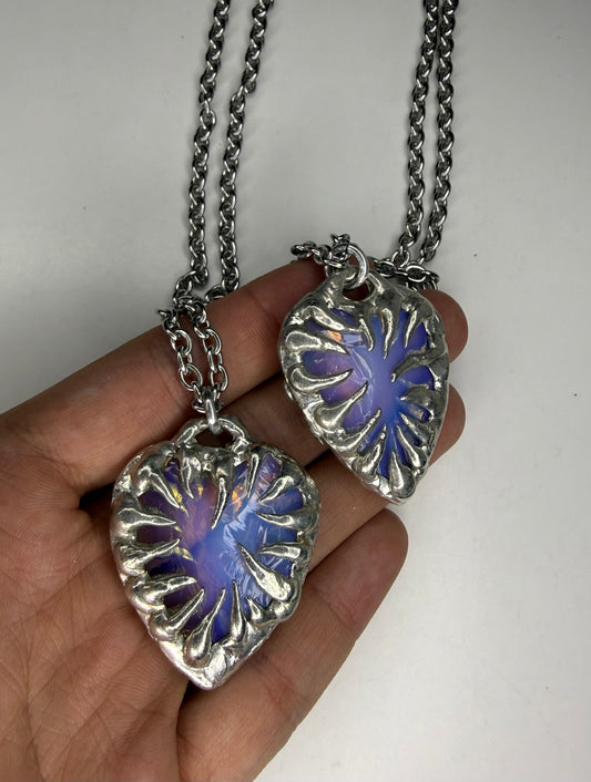 Opalite spiked heart necklace