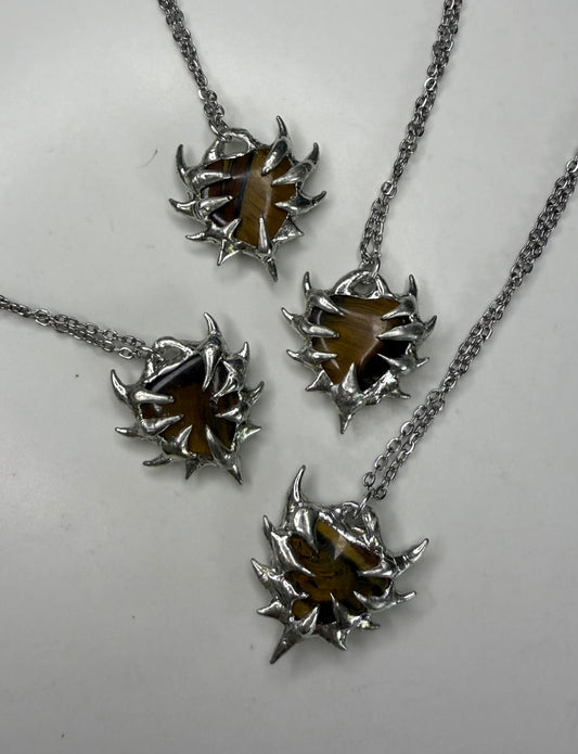 Tiger eye spiked hearts