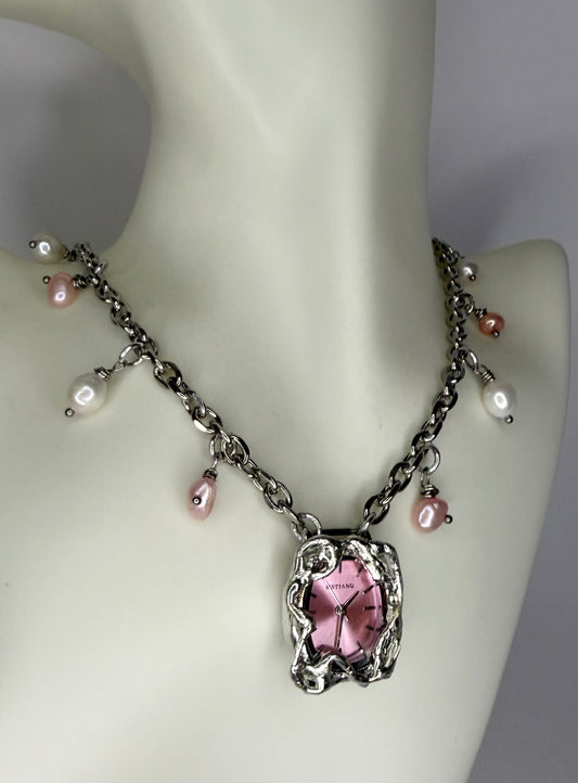 Pink Watch Necklace
