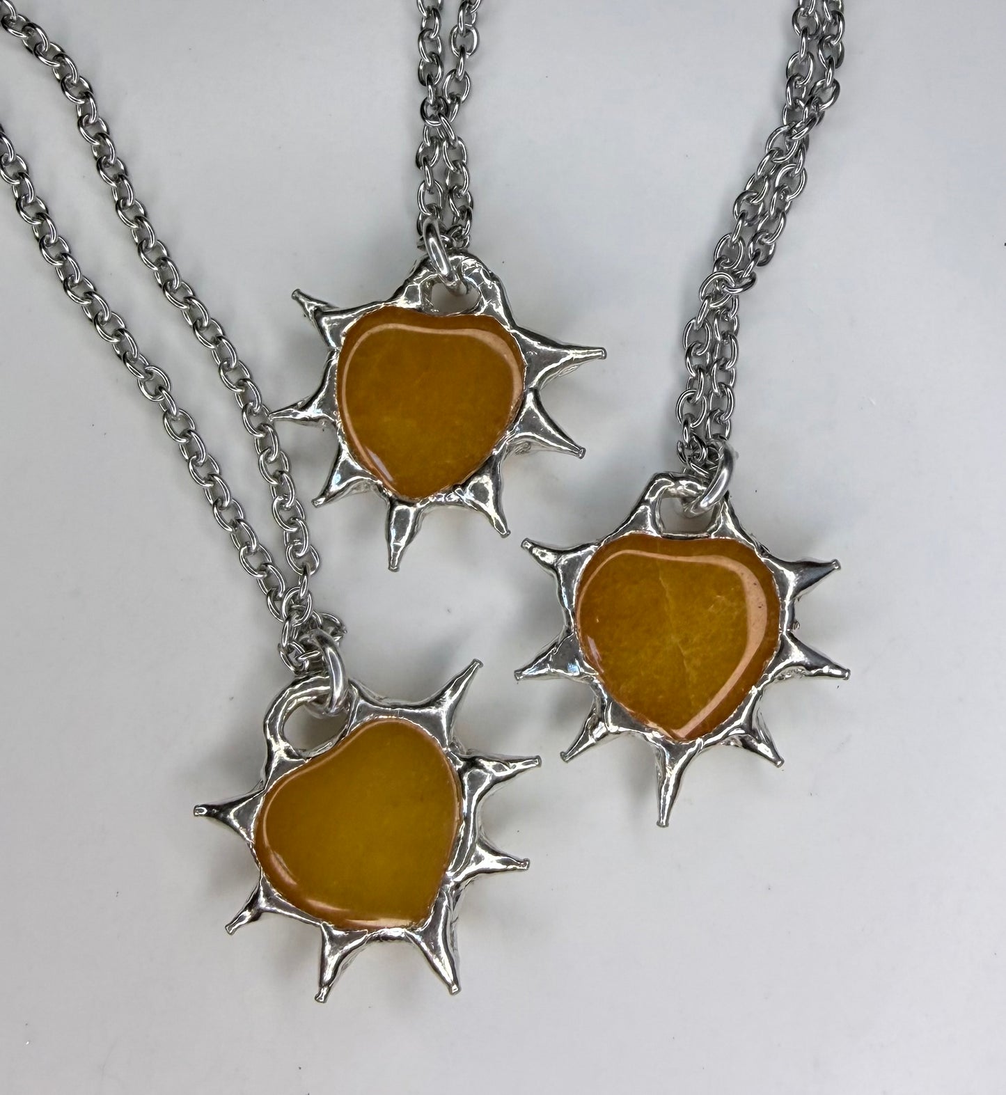 Honey Calcite Spiked Hearts