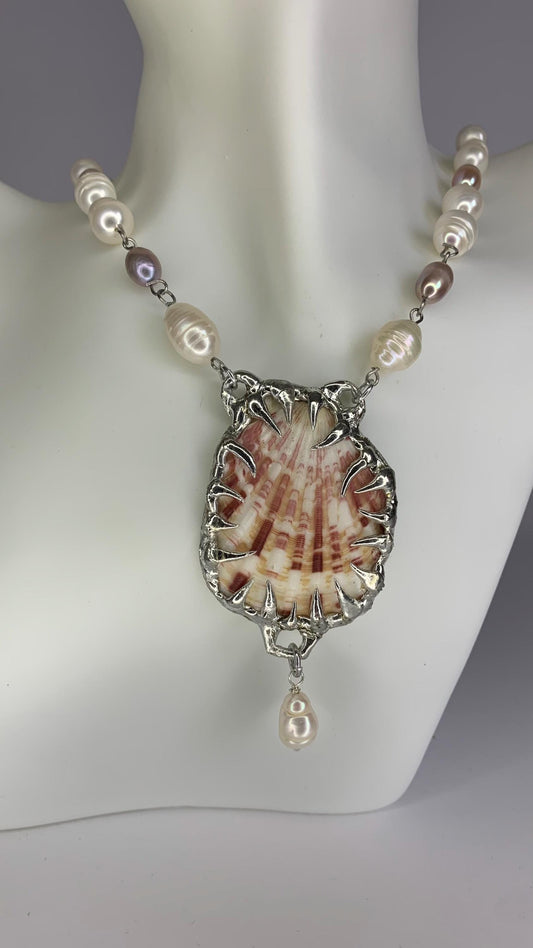 Freshwater pearl and shell necklace