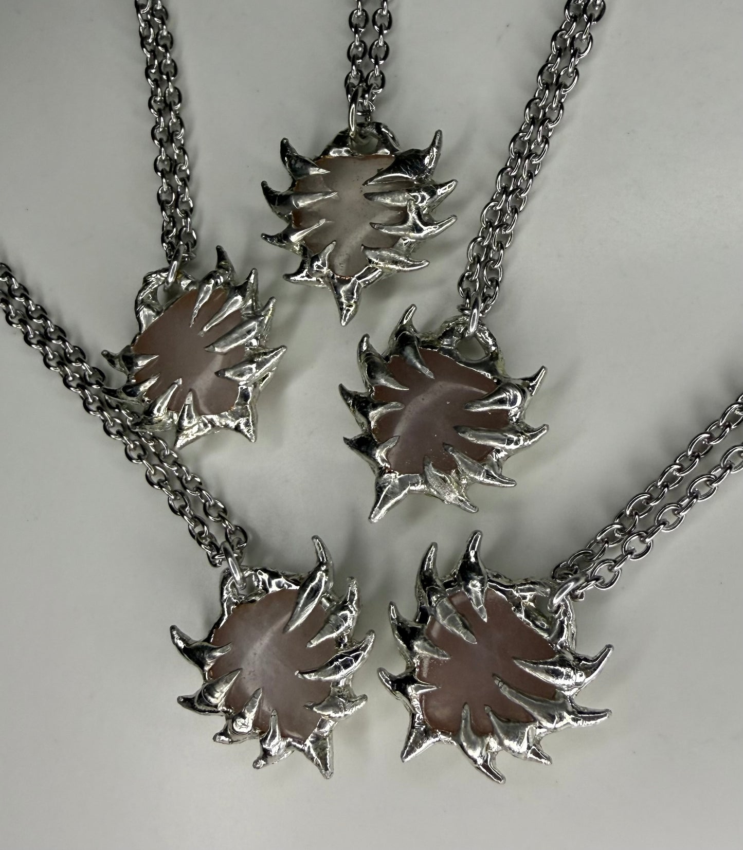 Rose quart spiked hearts