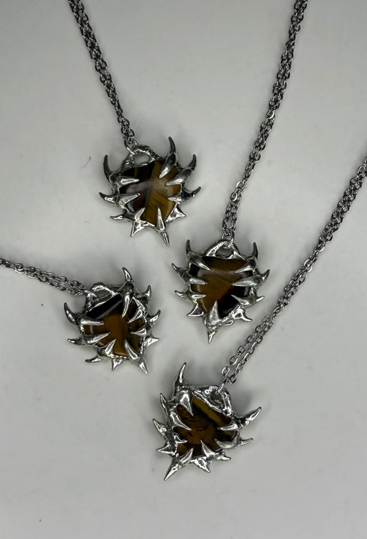 Tiger eye spiked hearts