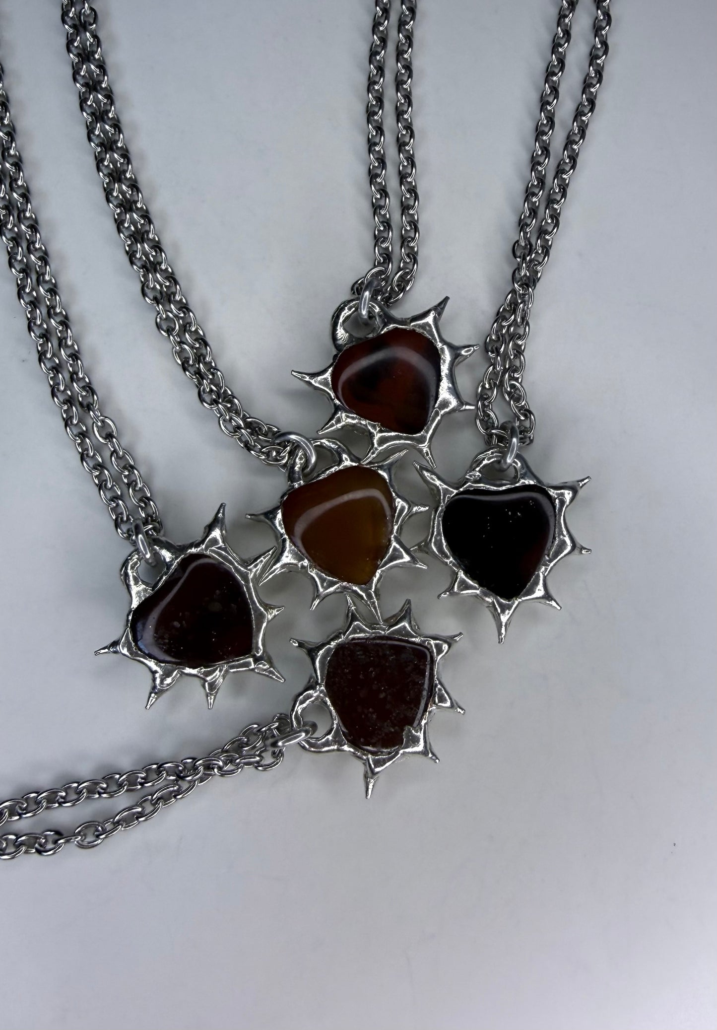 Carnelian Spiked Hearts