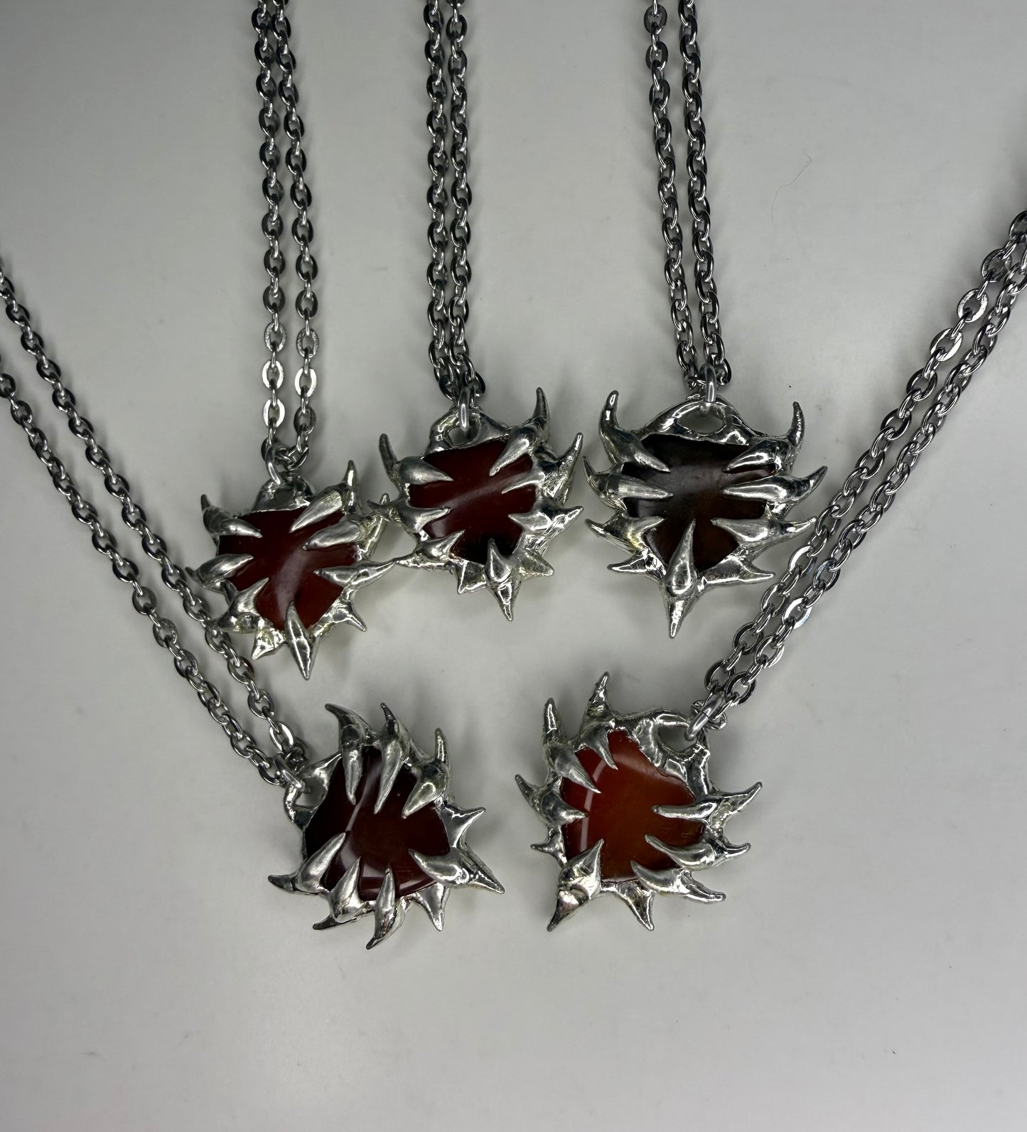 Spiked Carnelian Hearts