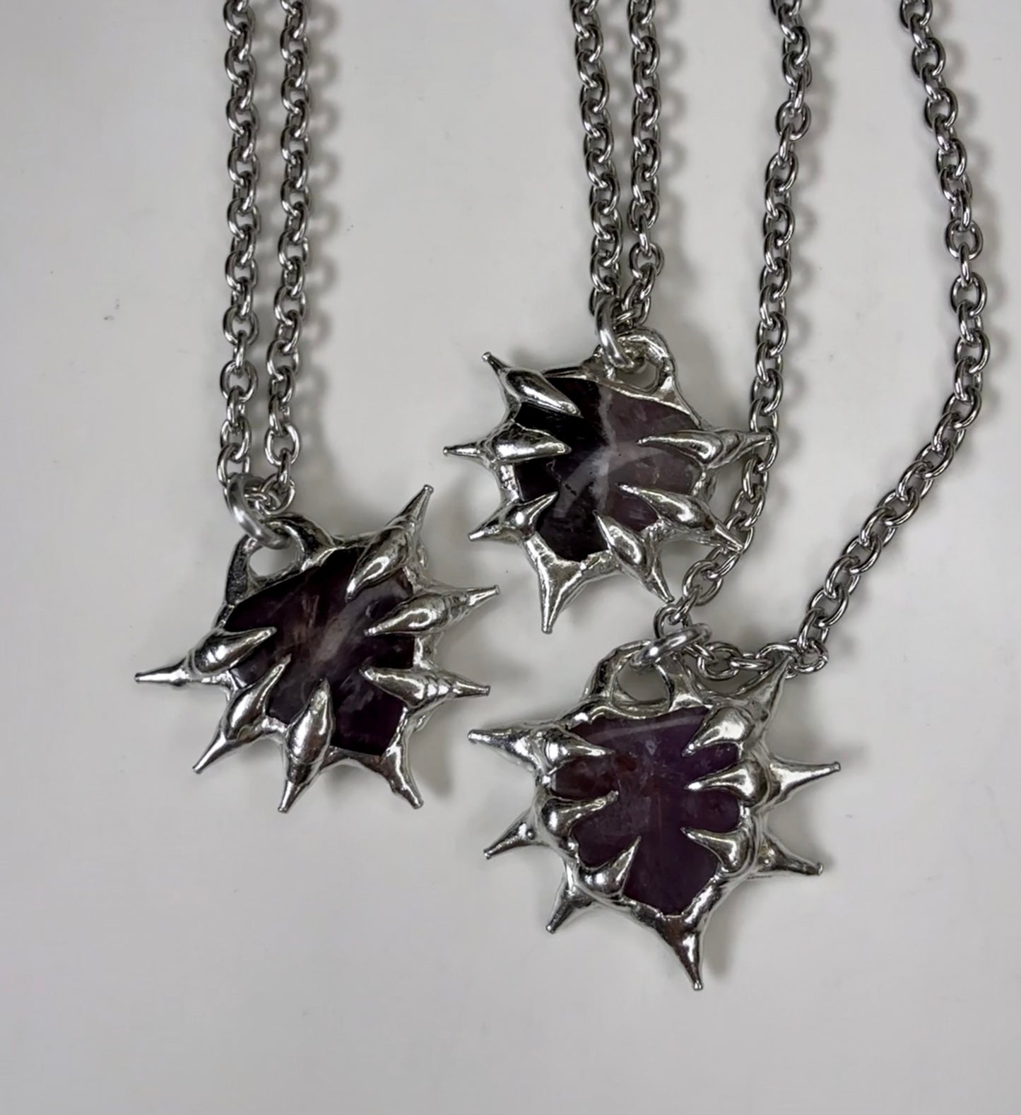 Amethyst Spiked Hearts