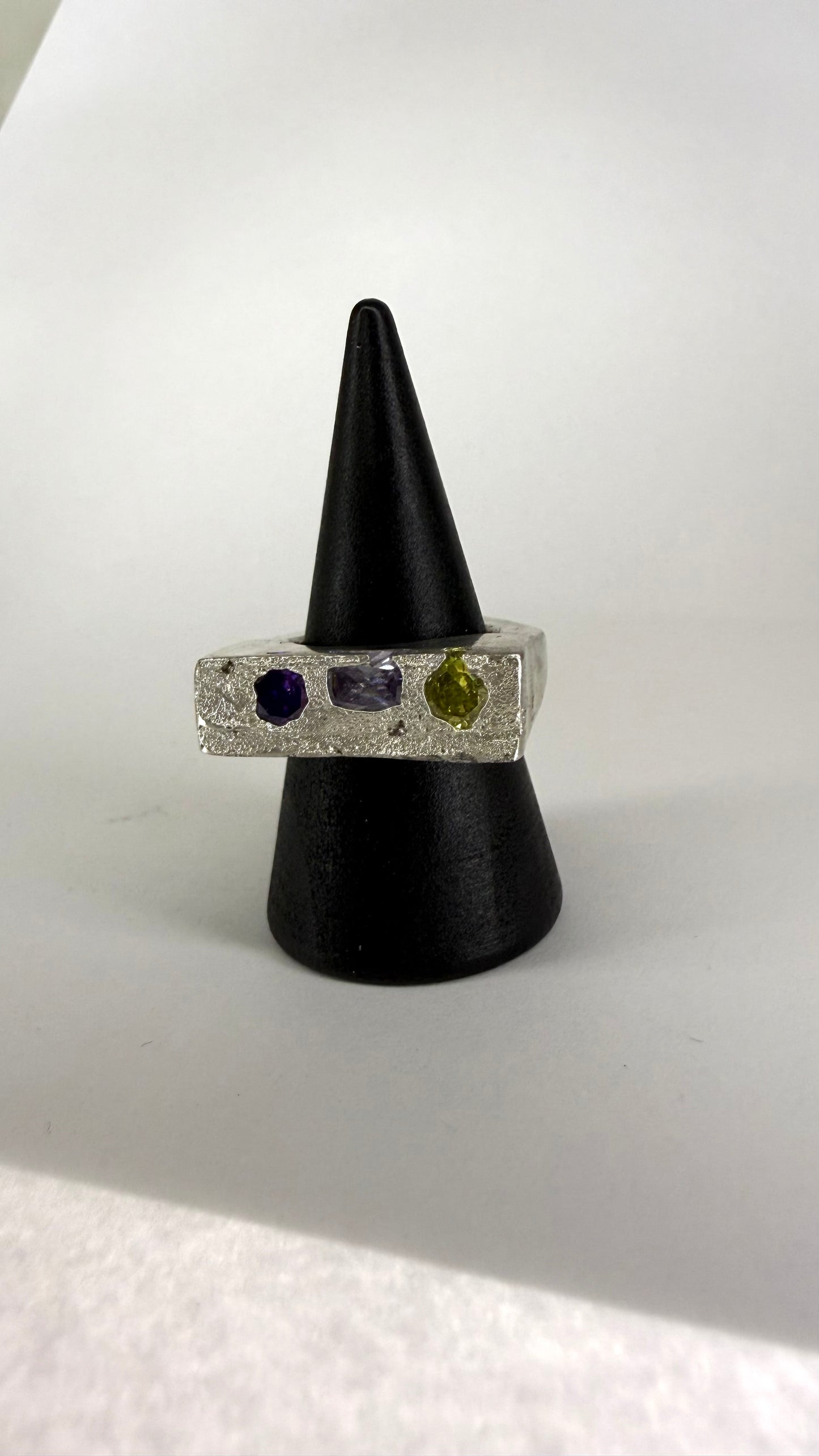 Raw Tri Stone Ring US 6 1/4