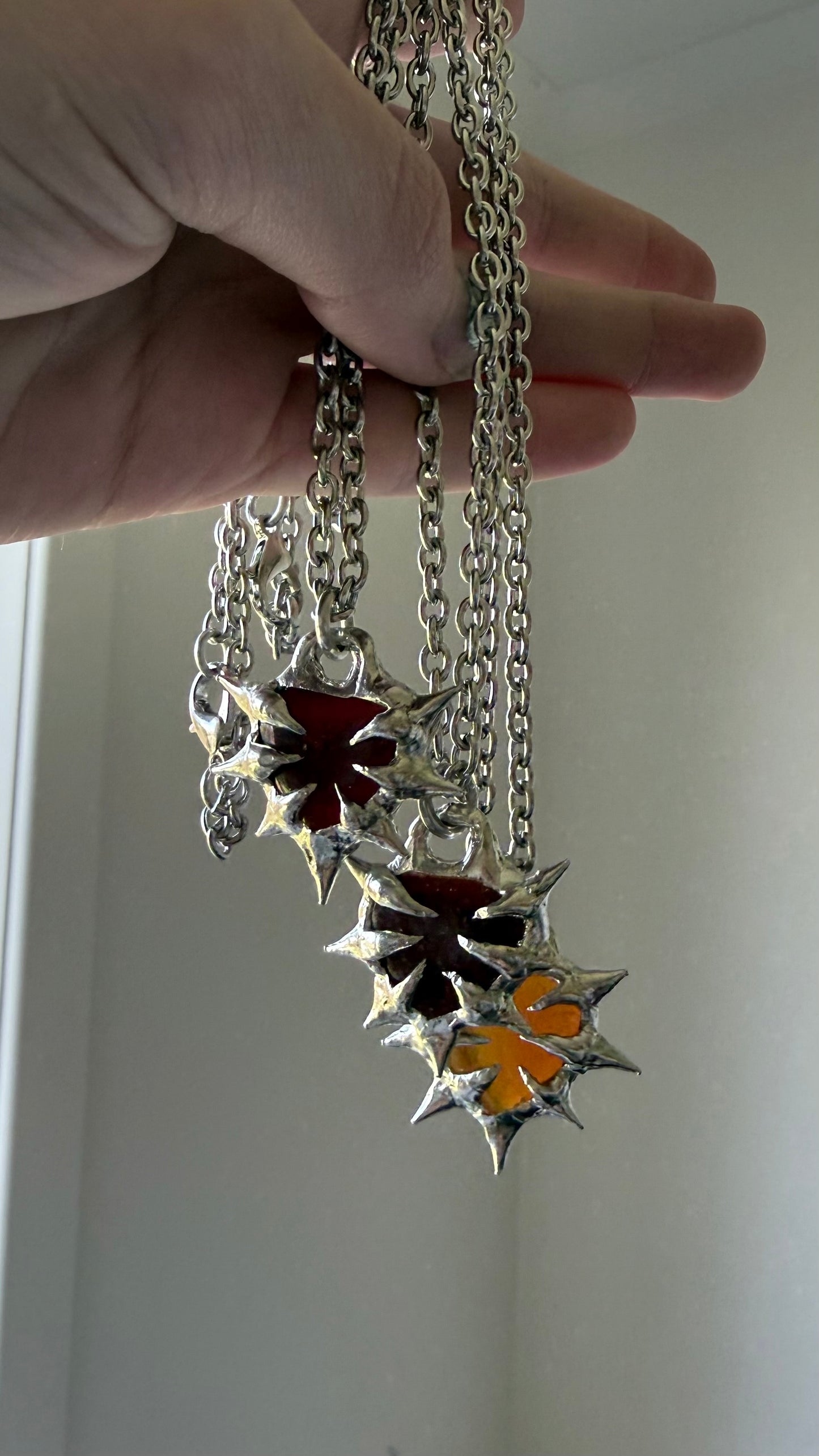 Carnelian Spiked Hearts