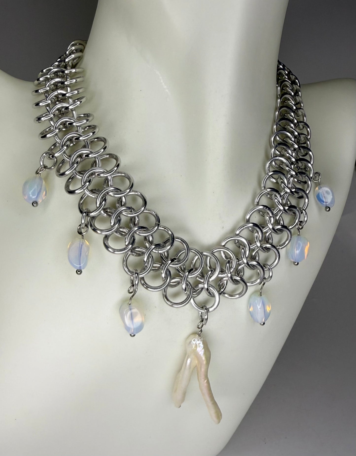 Chainmail Wishbone Necklace