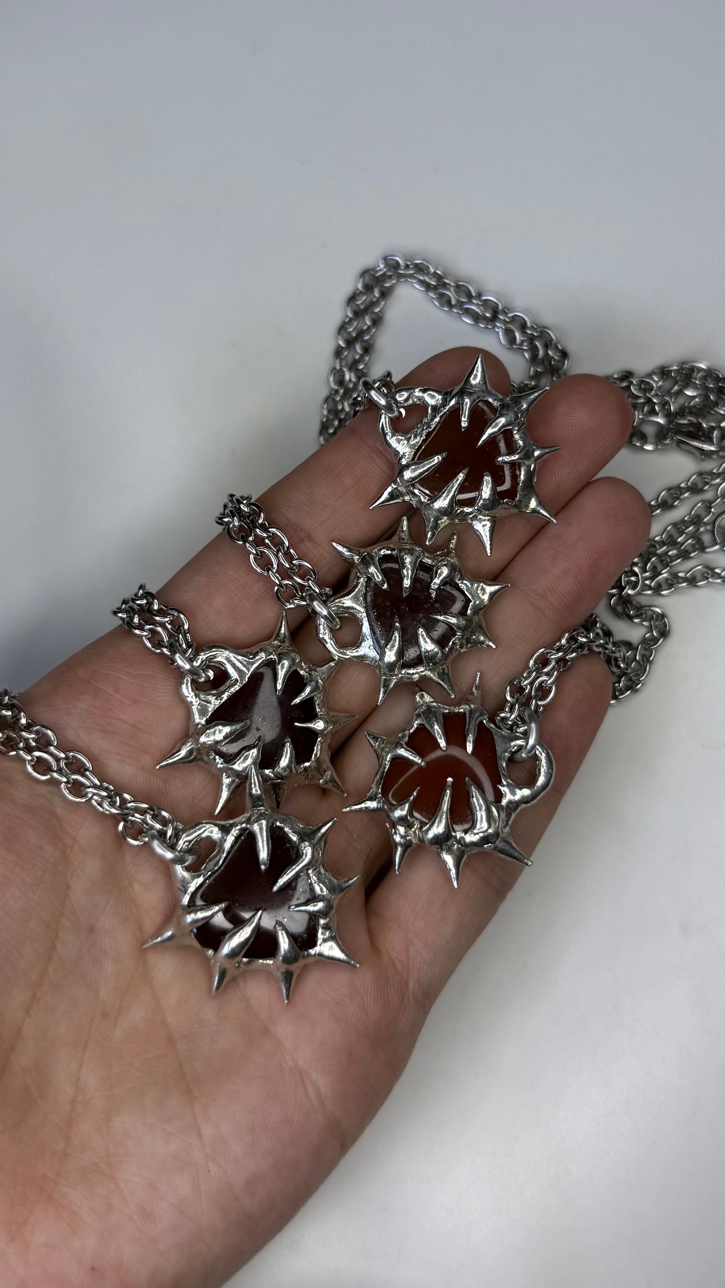 Carnelian Spiked Hearts