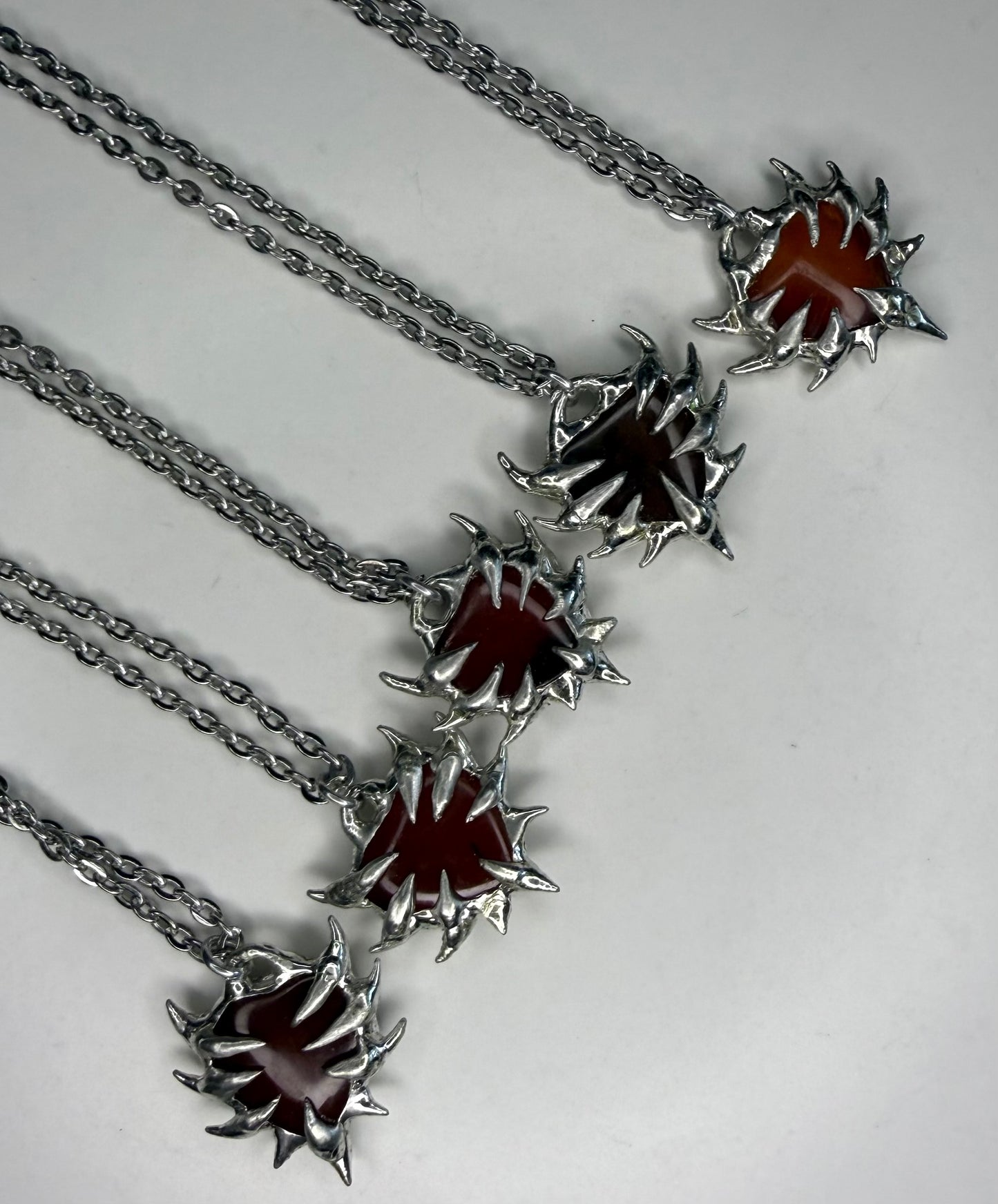 Spiked Carnelian Hearts