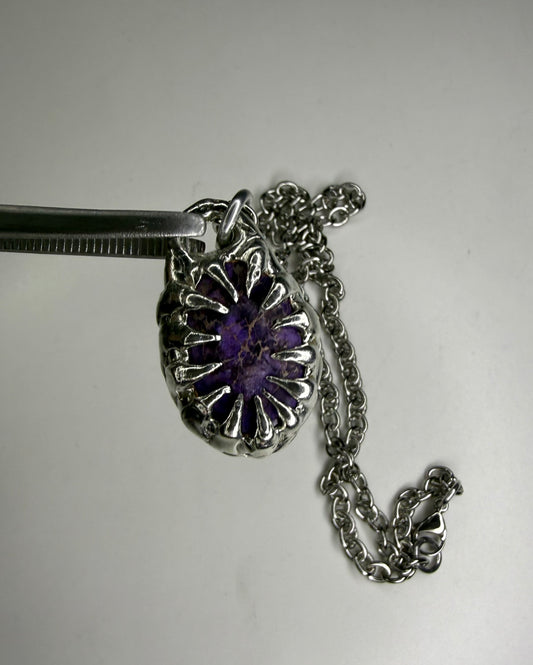 Spike Encased Lepidolite Necklace