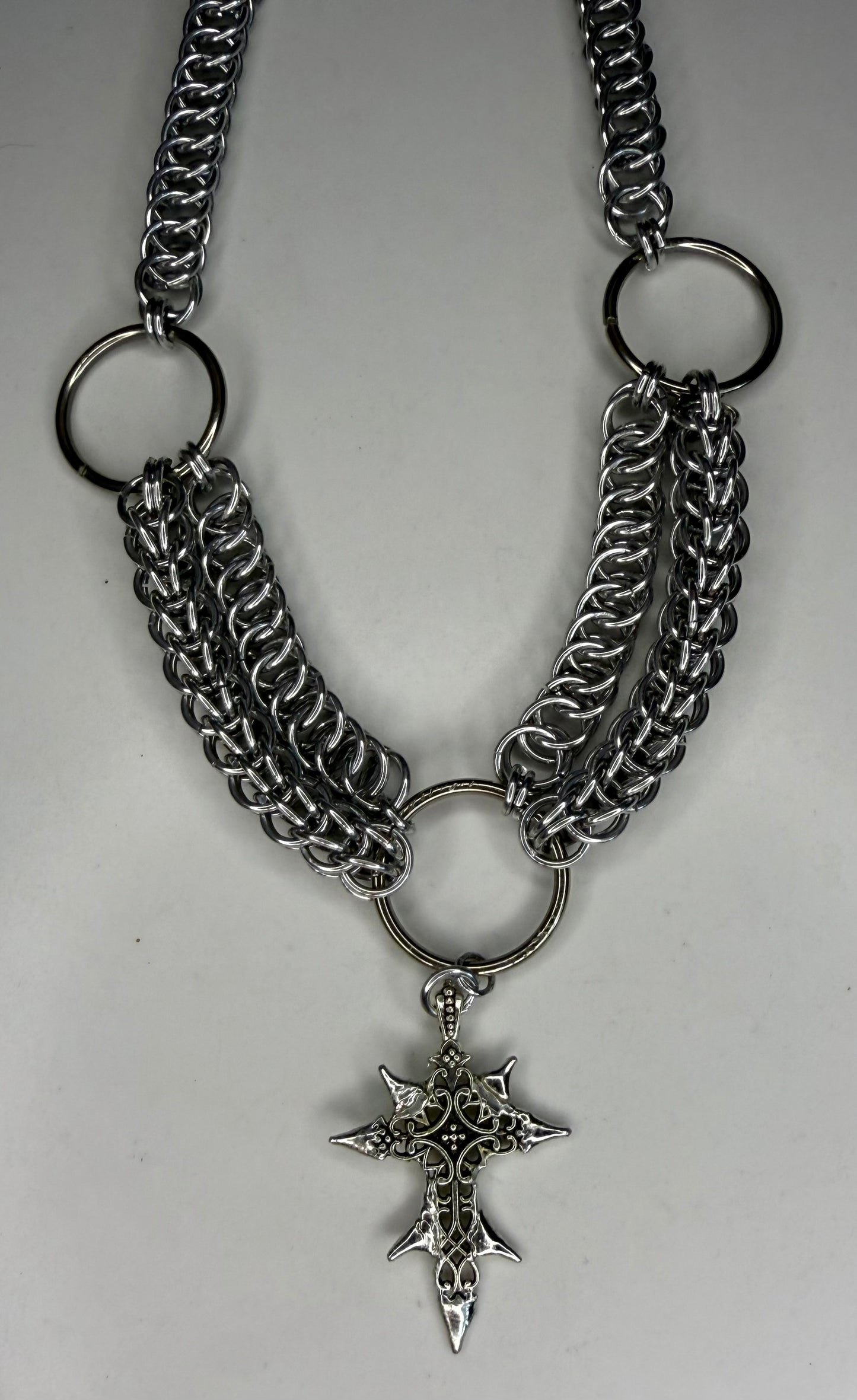 Chainmaille cross necklace