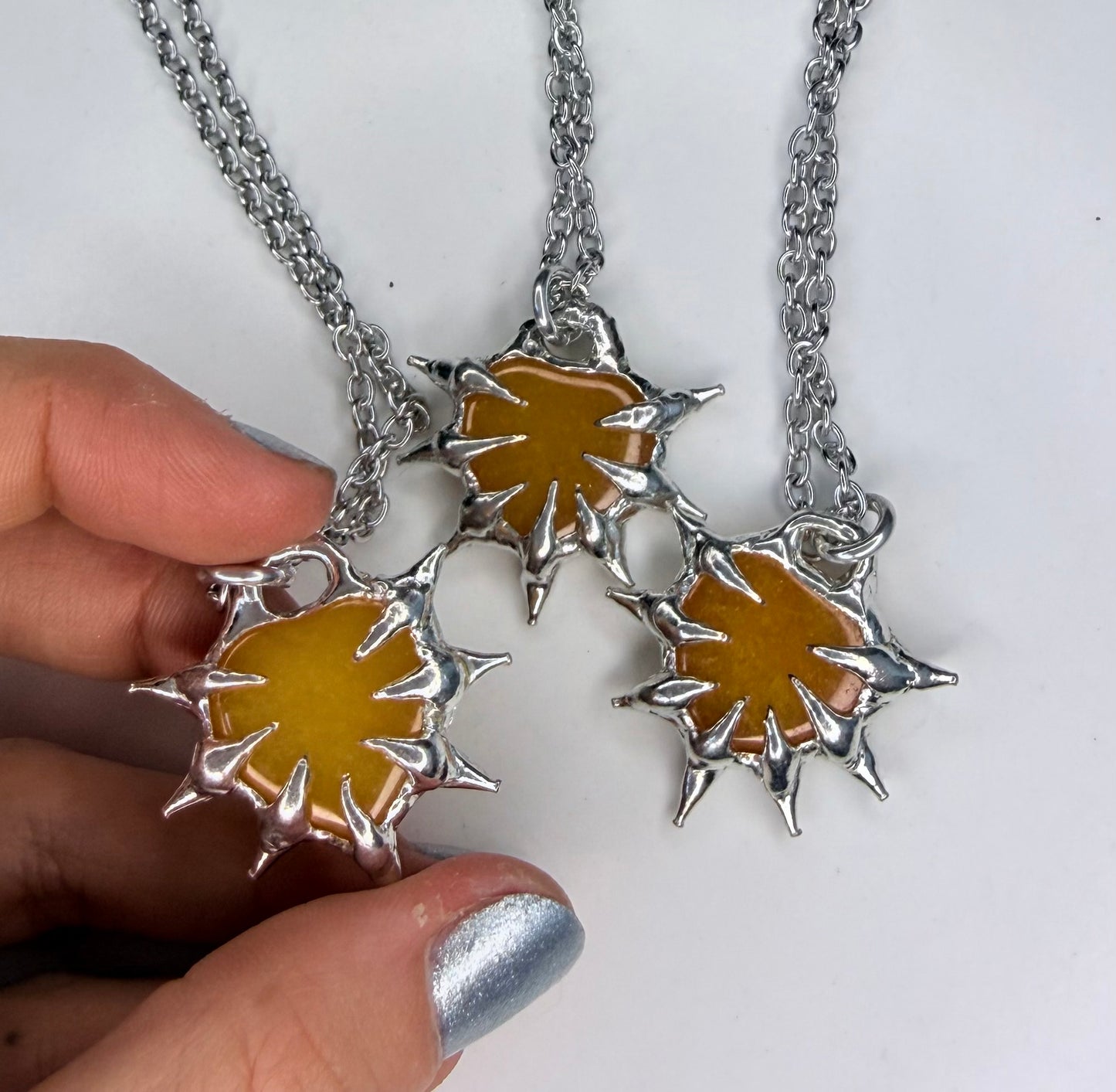 Honey Calcite Spiked Hearts