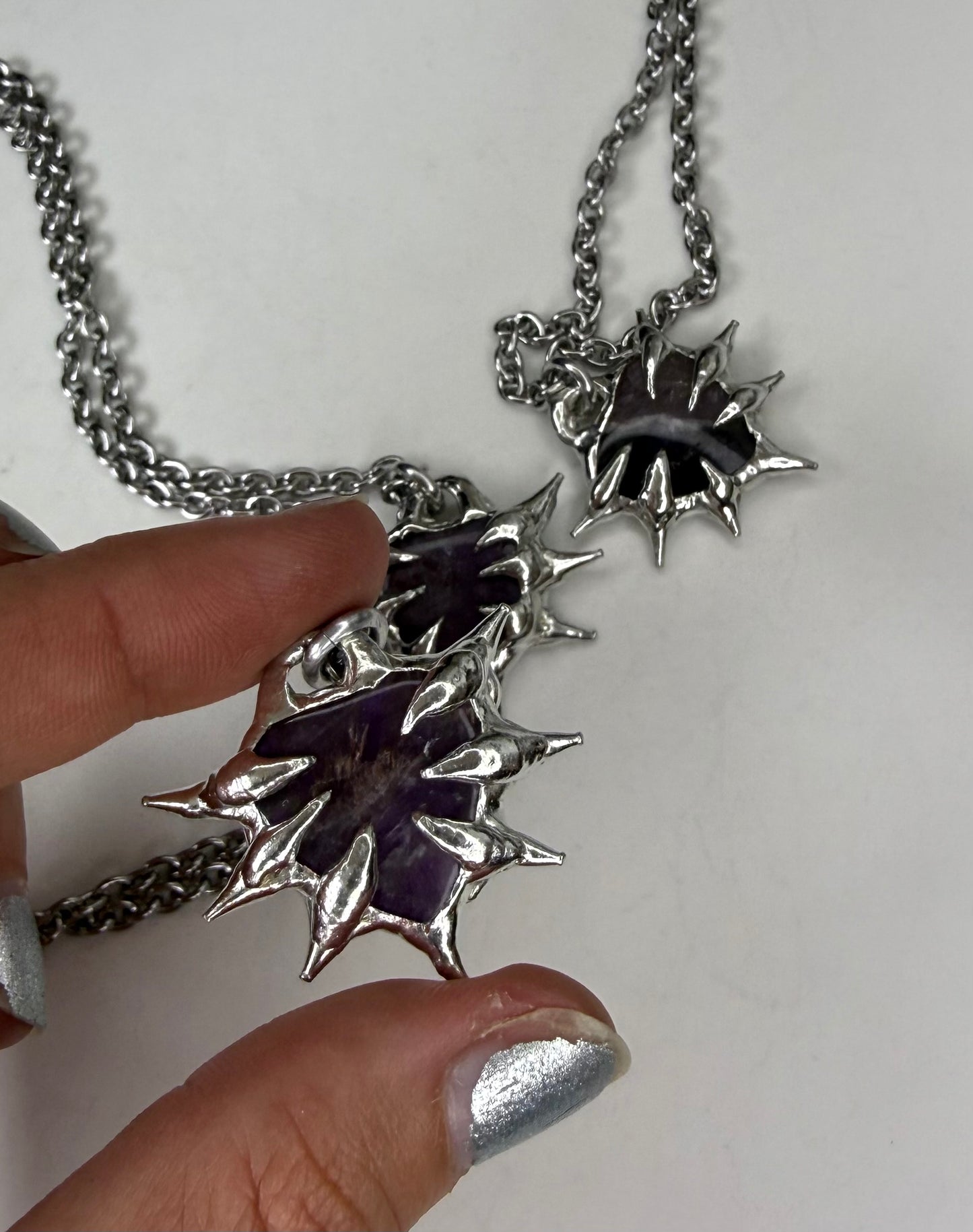 Amethyst Spiked Hearts