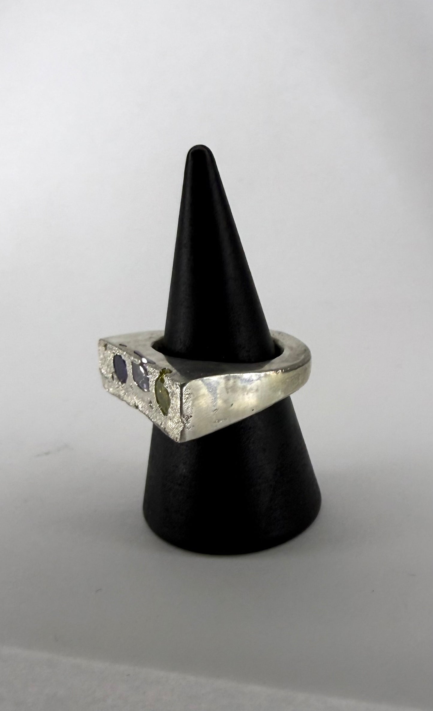 Raw Tri Stone Ring US 6 1/4