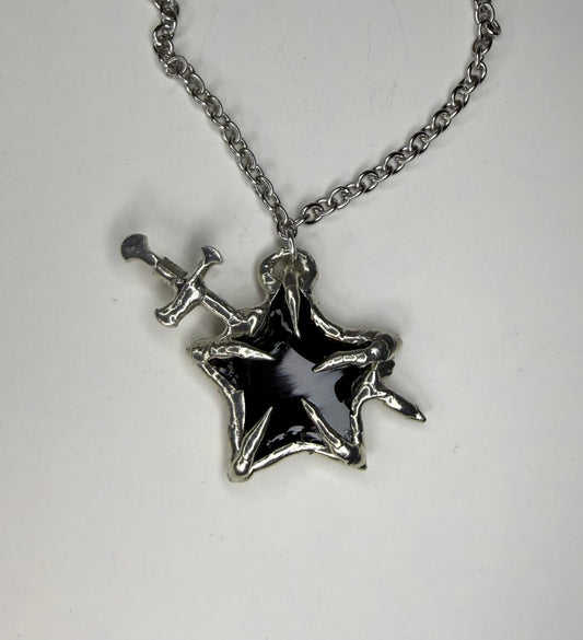 Obsidian Star Sword Necklace