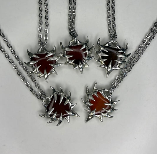 Spiked Carnelian Hearts