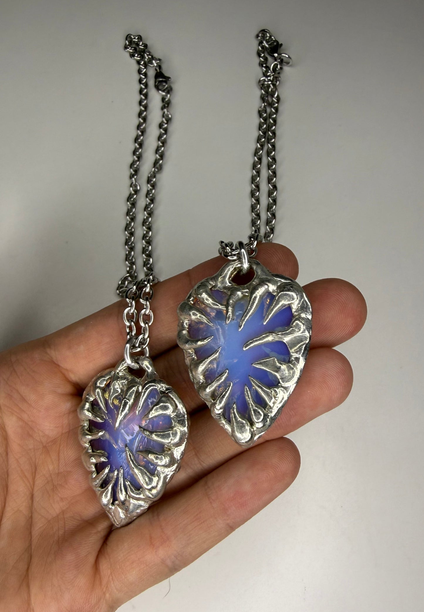 Opalite spiked heart necklace