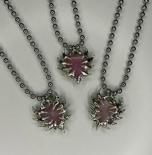 Rose Quarts Spiked Hearts