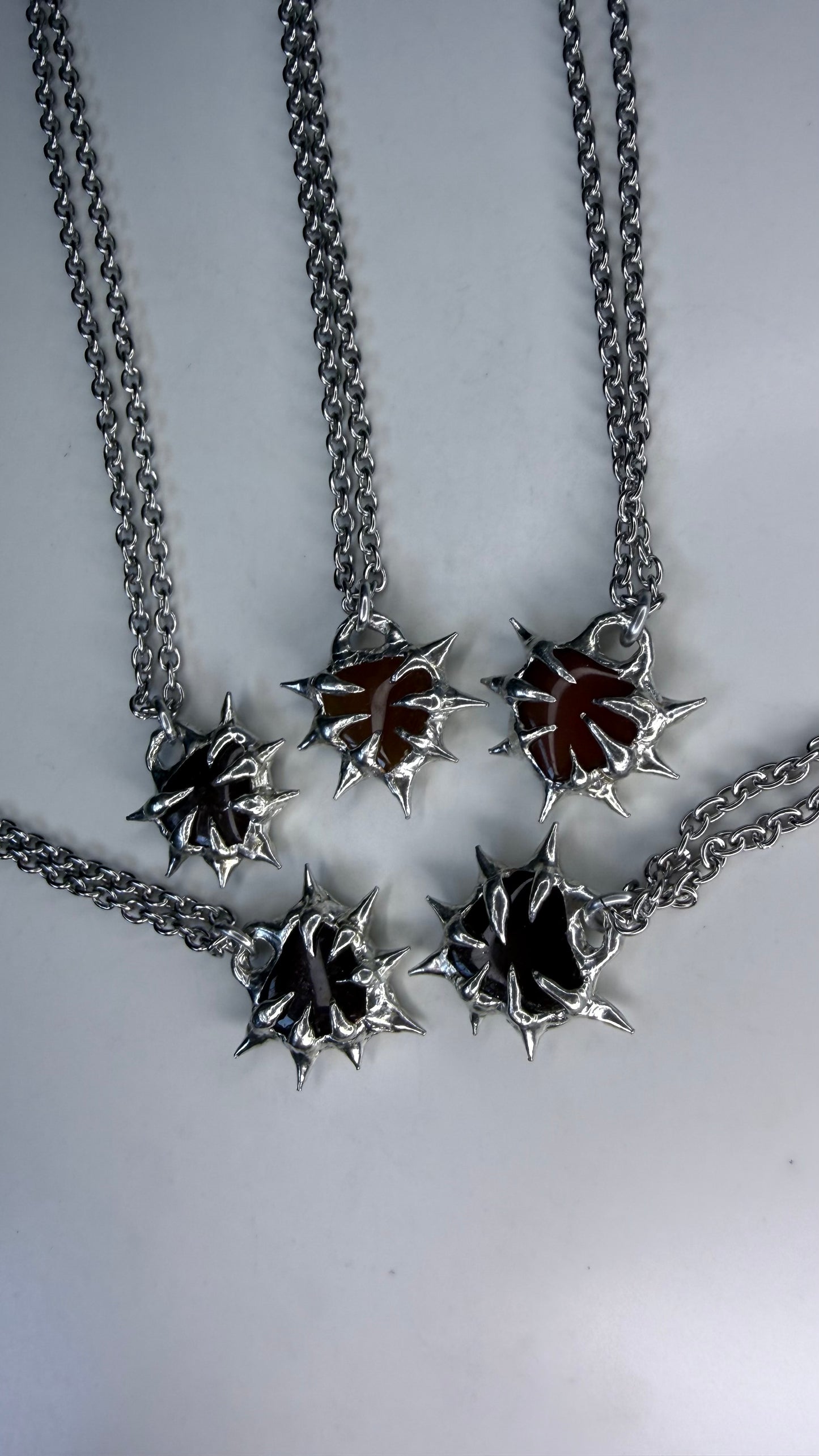 Carnelian Spiked Hearts