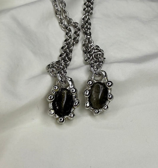 Gold Sheen Obsidian Necklace