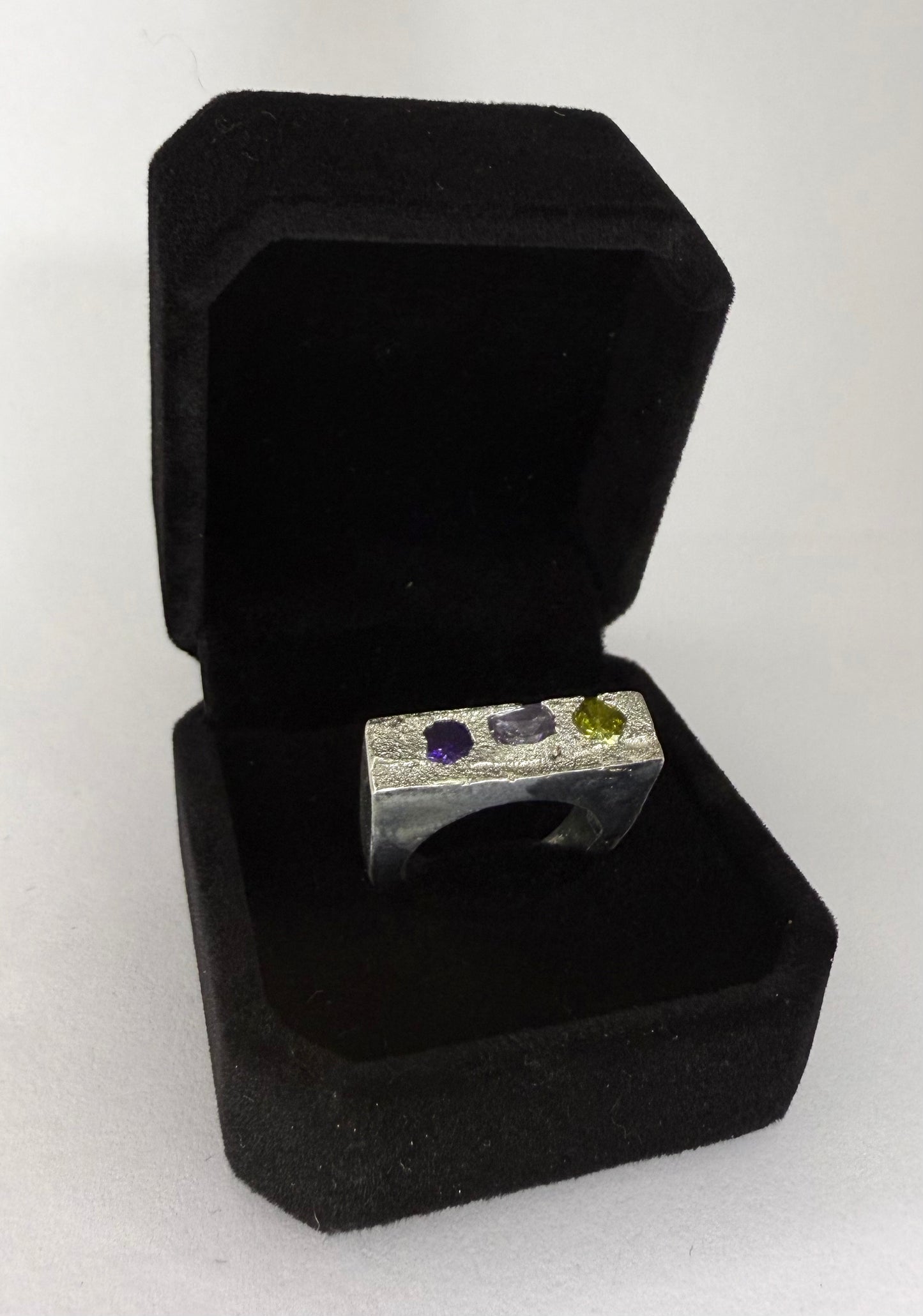 Raw Tri Stone Ring US 6 1/4