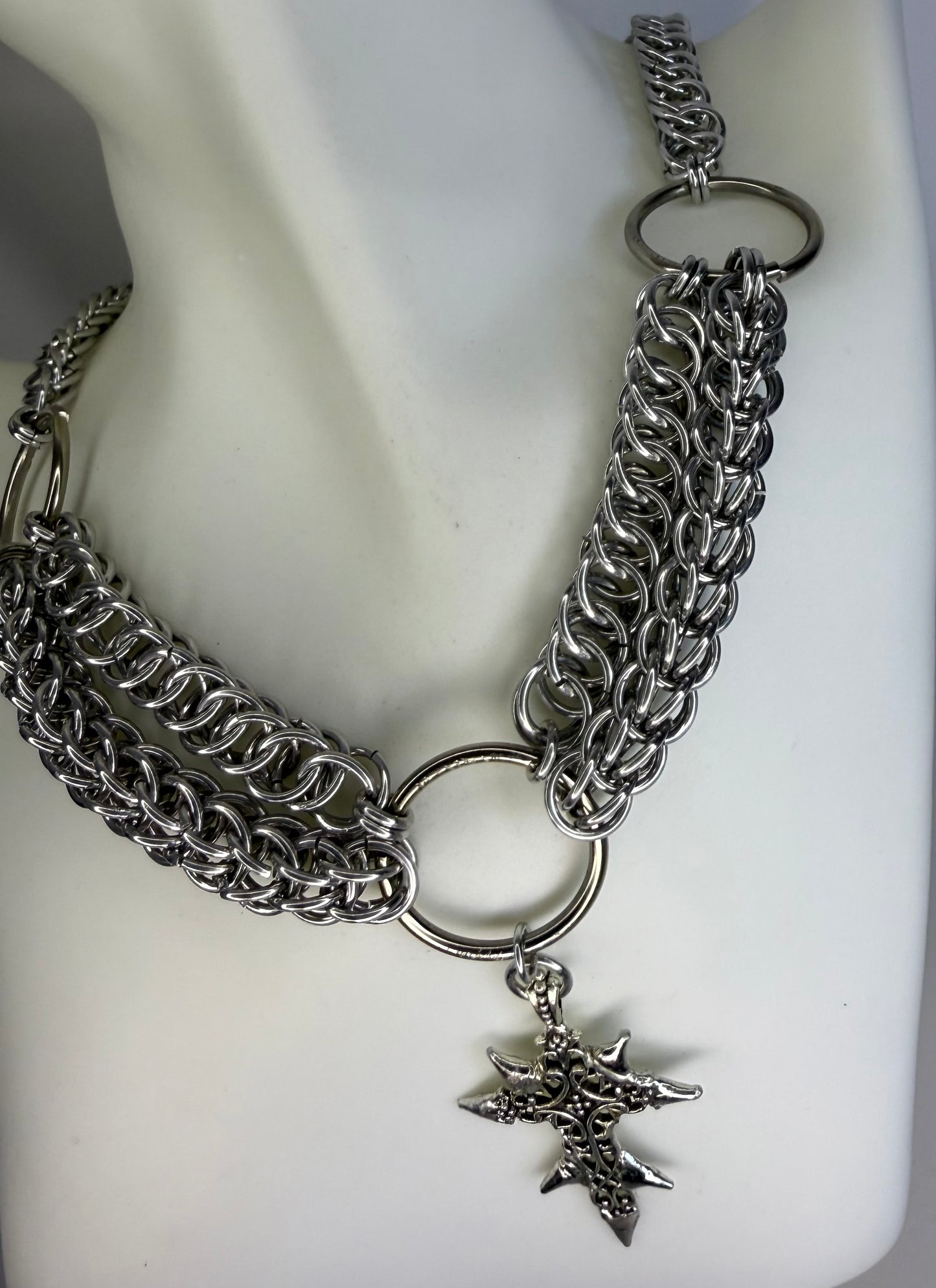 Chainmaille cross necklace