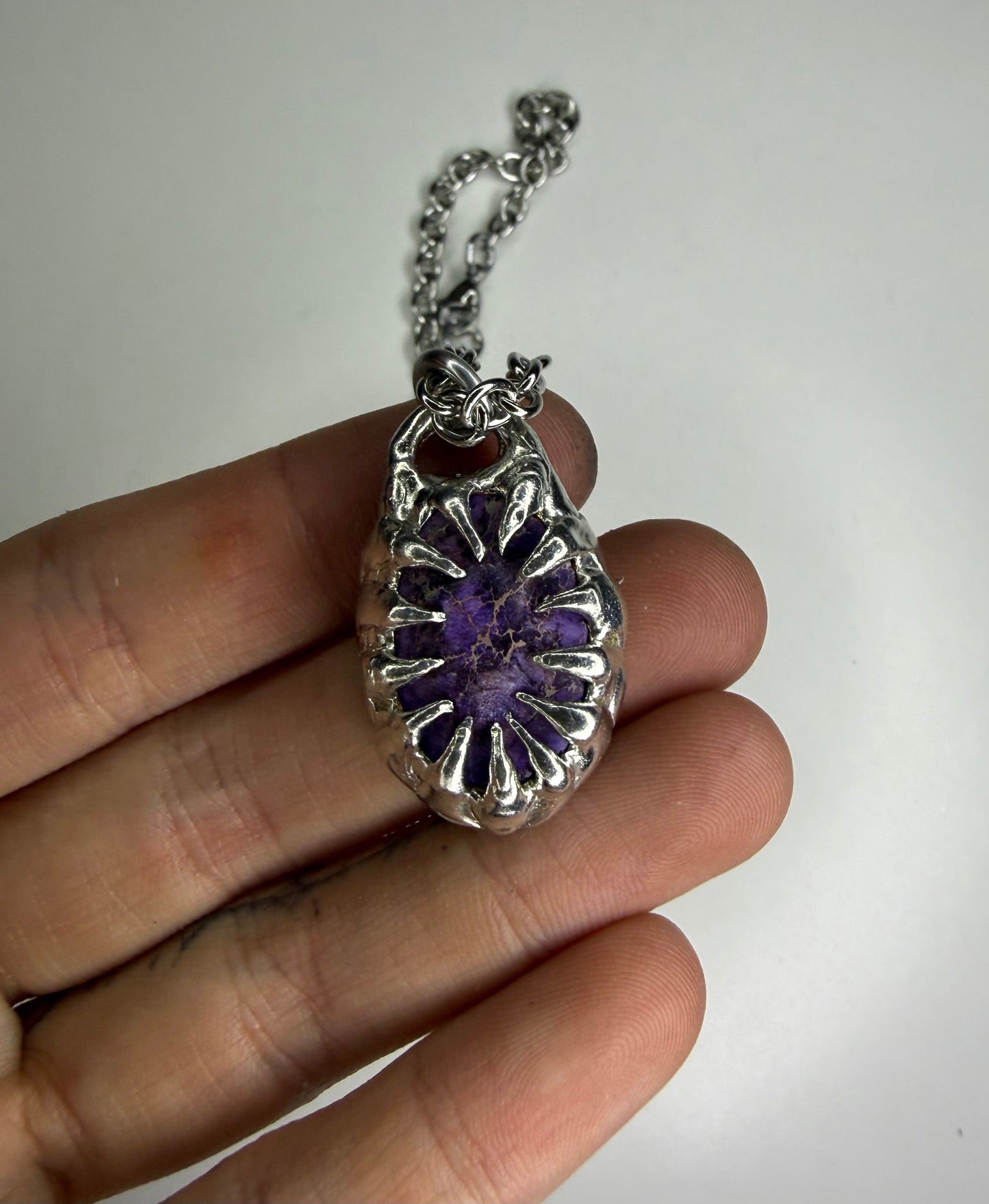 Spike Encased Lepidolite Necklace
