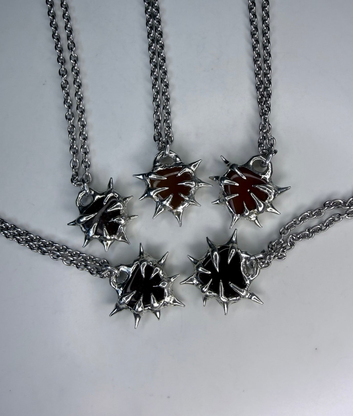 Carnelian Spiked Hearts