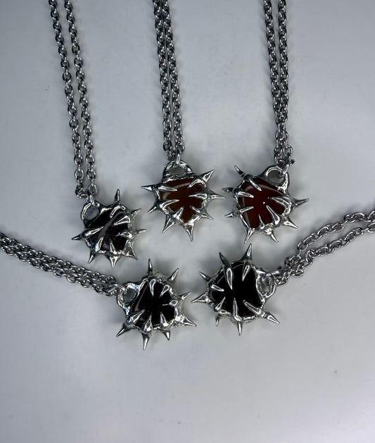 Carnelian Spiked Hearts