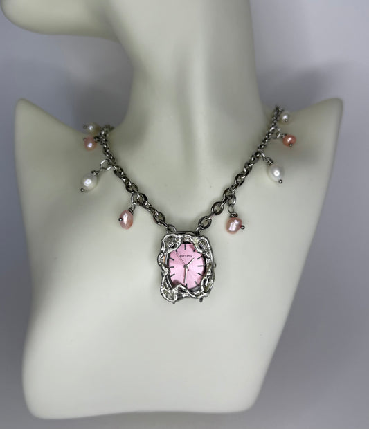 Pink Watch Necklace