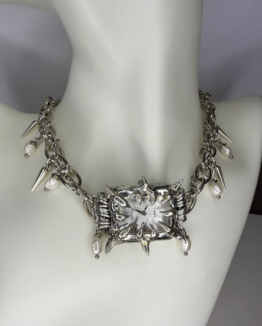 White Watch Necklace