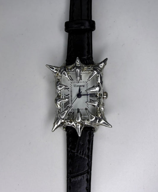 Black faux lather watch