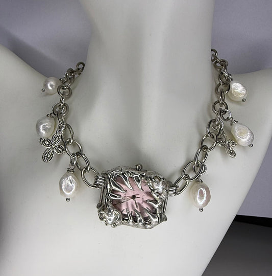 Pink Watch Necklace