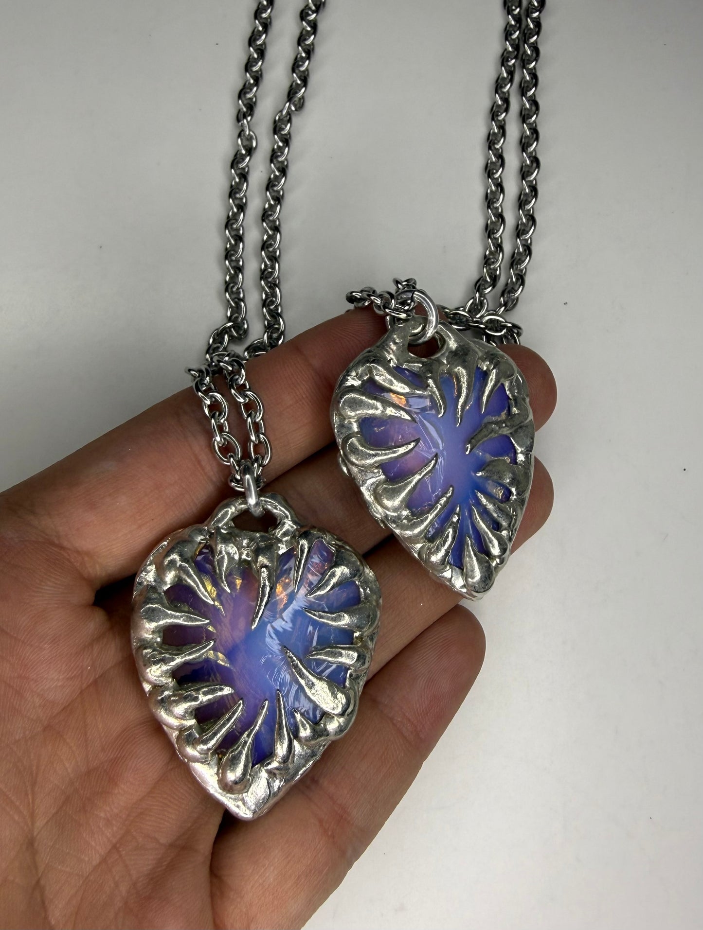 Opalite spiked heart necklace