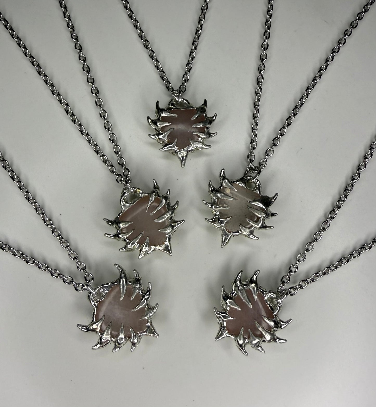 Rose quart spiked hearts
