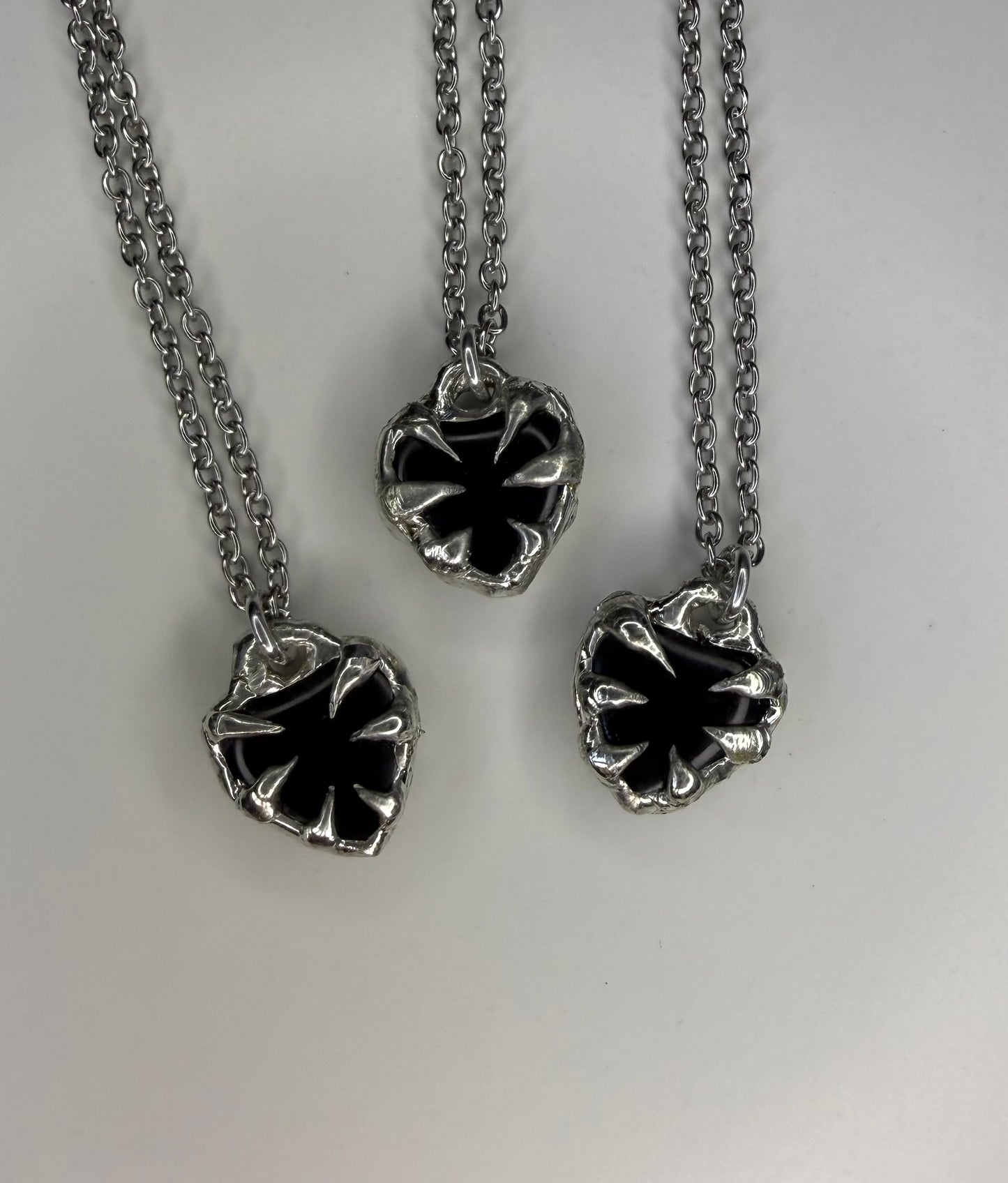 Double sided Obsidian heart necklaces