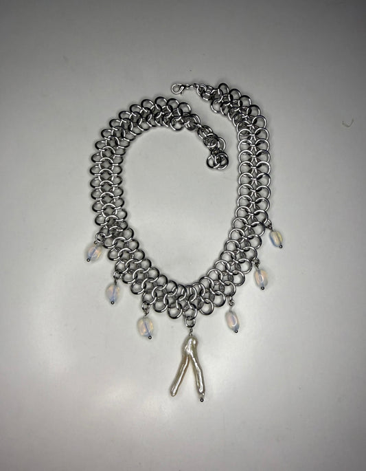 Chainmail Wishbone Necklace